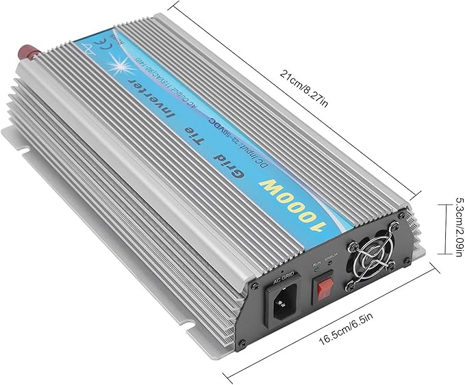 1000W Grid Tie Inverter MPPT Pure Sine Wave 22-50VDC Solar Input AC90-140V Output Solar Inverter for 12V Solar Panel