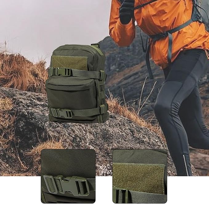 Tactical Backpack Harness Carrier with Multiple Pockets Lightweight for Hiking Cycling 9x4.3x12.2in- Dark Green