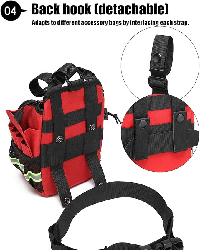 Tactical Drop Leg Waist Bag First Aid Kit Pack Medical Storage Red Travel Rescue Waist Bag for Tactical Airsoft Outdoor Sport Hunting