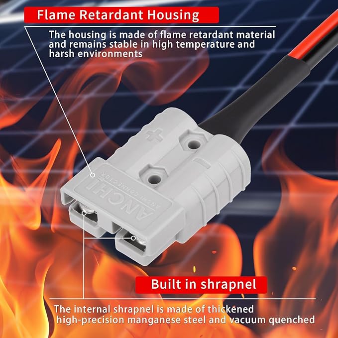 ELFCULB 10AWG 10FT Battery Quick Connect/Disconnect to Anderson Extension Cable Anderson SB50-PP45 Amp Connector Cable for Solar Portable Gennerator Battery Power Transfer