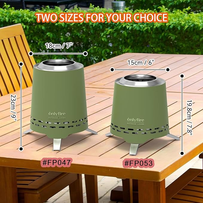 ONLYFIRE OUTDOOR LIVING 2 in 1 Portable Fire Pit with Pot Bracket &amp Carry Bag Camping Stove Smokeless Fireplace for Patio Backyard RV Tailgating Stainless Steel Green 9 #FP047