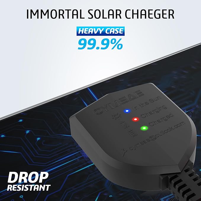 OYMSAE White 20W 12V Solar Panel Battery Charger Portable Waterproof Power Trickle Battery Charger &amp Maintainer for Car Boat Automotive RV with Cigarette Lighter Plug &amp Wiring Clip
