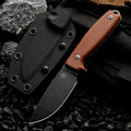 HUANG FU Fixed Blade Knife 7.08 Inches Total Length Double Edge High-Carbon Steel Tactical Survival Knife with K-Sheath (Brown stem)