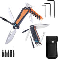 HANSHI 13 in 1 Multitool Knife with Nylon Sheath for CampingHikingSurvivalOutdoor Multi Tool Pocket Knife with Window BreakerBirthday Christmas Valentine's Day Gift for Dad Mens Boyfriend(Black)