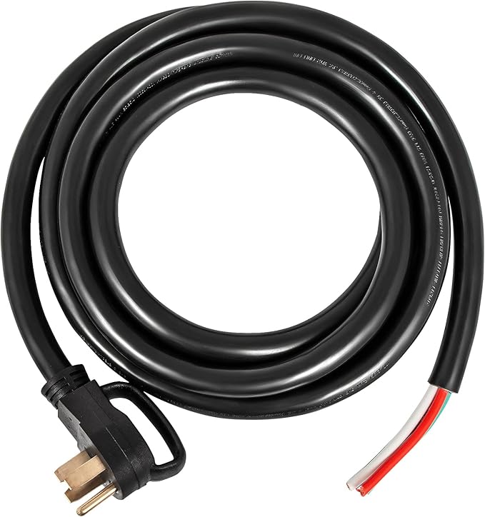 VEVOR 30 ft 50A RV Power Cord 6/3 + 8/1 AWG Generator Cable with NEMA 14-50P to Bare Wire Heavy-Duty Flexible for RV Camper and Outdoor Generator Connections