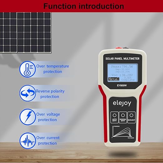Upgrade 800W Solar Panel Portatil Smart Tester Auto/Manual MPPT Photovoltaic Panel Multimeter Testing Power Meter Tool with LCD Display Backlight for PV