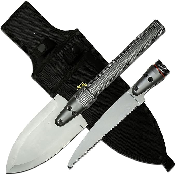 Elk Ridge - Outdoors Multi-Function Tool - Spear Blade and Saw Blade Entrenching Tool Survival Capsule Nylon Sheath - Hunting Camping Survival - ER-931