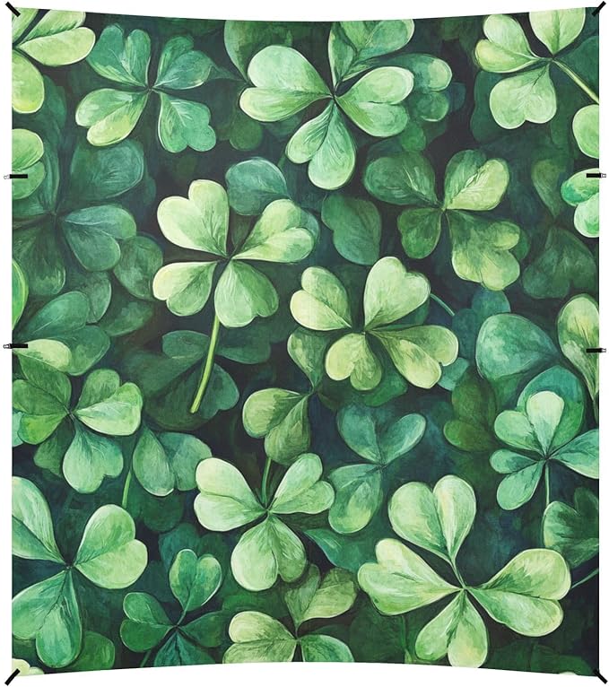 ALAZA Four Leaves Chamrock Leaves St. Patrick's Day Beach Tent Sun Shelter Portable Canopy Sunshade for Outdoor Camping Picnics Backyard Fun 10x9 ft