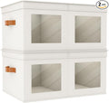 Univivi Large Storage Boxes with Lids Collapsible Foldable Storage Bins for Clothes [2-Pack] Fabric Storage Cubes with Handles Closet Organizers for Home Bedroom (Beige 24” x 17” x 12)