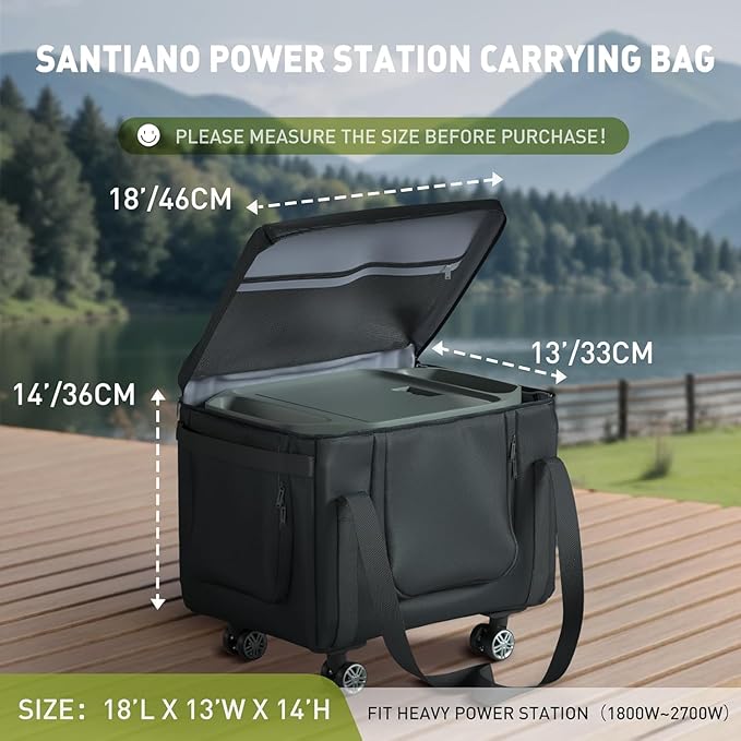 Santiano Power Station Carrying bag 360°Universal Wheels Easy to Carry Waterproof&ampDustproof 18x13x14in Fit1500w-2500w Dabsson/BLUETTI/FOSSIBOT/VTOMAN/JackeryTravel Camping PartiesRV