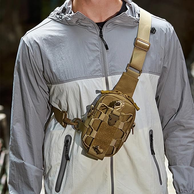 Outdoor Sports Water Bottle and Phone Crossbody Bag Military-Inspired Strap Design Compact Waist Pack for Hiking Camping and Daily Use