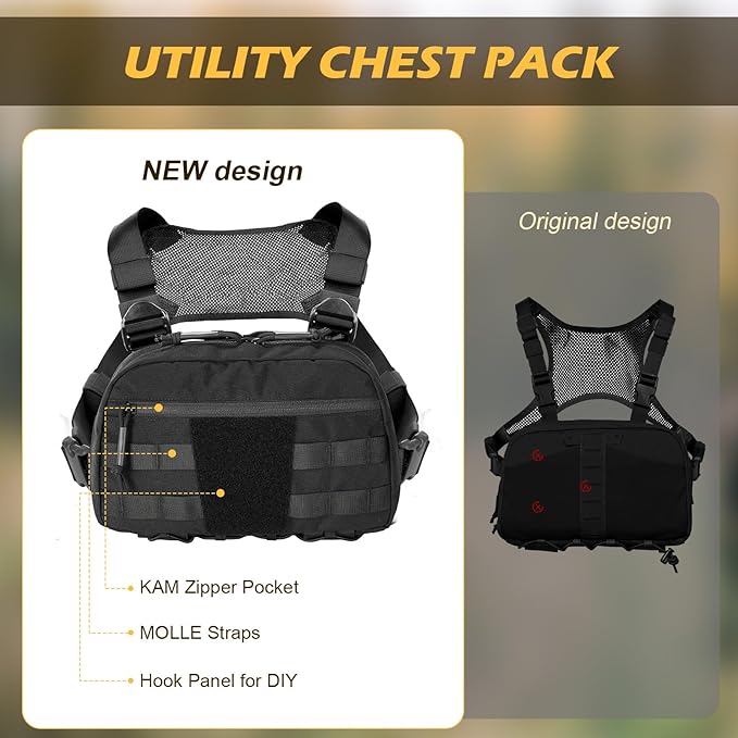 Tactical Chest Pack Bag Molle EDC Pouch Bag with CCW Compartment Adjustable Strap Workouts Fishing Hunting