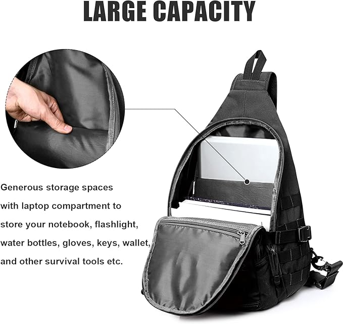 G4Free Tactical EDC Sling Backpack Military Rover Shoulder Sling Bag Pack with Pistol Holster for Concealed Carry | EDC Pack Pistol Holster Concealed Carry