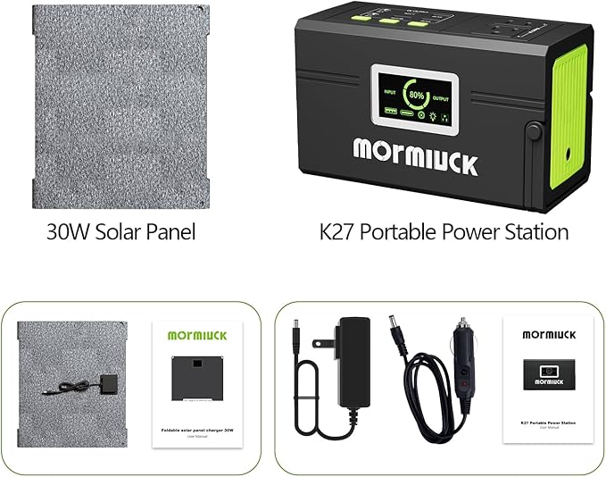 Solar Generator 127W(Peak 200W) 88.8Wh Portable Power Station with 30W Solar Panel 110V Lithium Battery Pack with Ac Outlet Soalr Powered Generator for HomeCamping