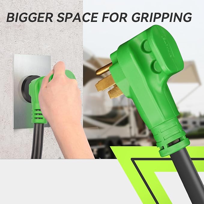 RVMATE 50 Amp 25 Feet RV/EV Extension Cord Easy Plug in Handle 14-50P to 14-50R with LED Indicator ETL Listed Come w/Storage Bag and Plastic Strap