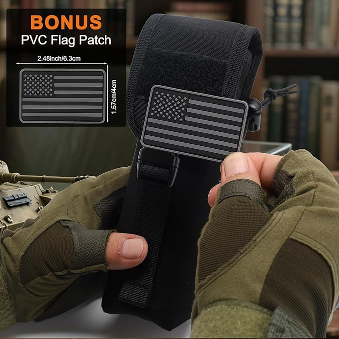 Molle Suppressor PouchStorable Suppressor/Flashlight/BatonContains Flag Patchfor Vest/Belt/Backpack/Molle Pouch/Plate Carrier and Other Tactical Gear