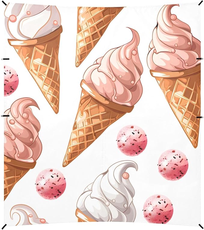 ALAZA Cartoon Ice Cream Cones Pattern Beach Tent Sun Shelter Portable Canopy Sunshade for Outdoor Camping Picnics Backyard Fun 10x9 ft