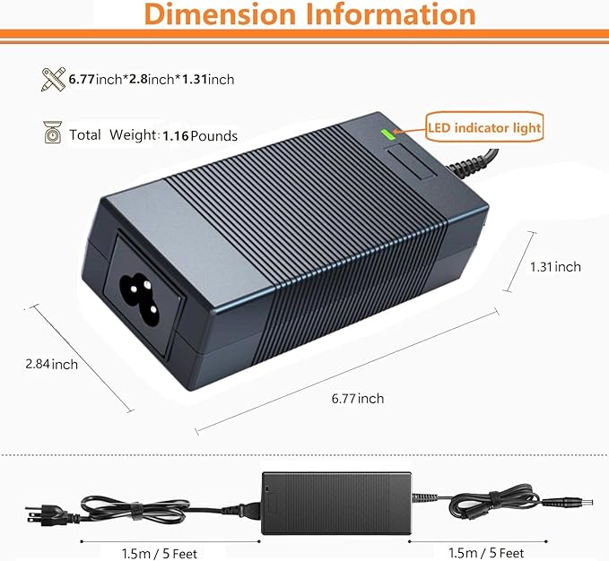 UL Listed for Jackery 1000/880 Charger24V 180W Power Supply Compatible with Jackery Explorer 1000 E1000 /Explorer 880 E880 Portable Power Station Solar Generator Replacement KA18024075-6C AC Adapter