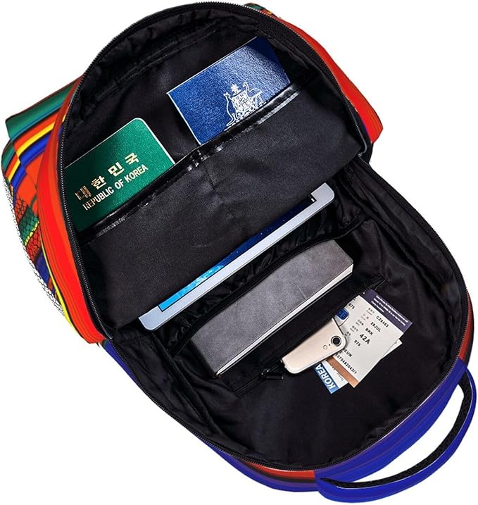Mexican Serape Backpack Multipurpose Shoulder Bag Capacity Gym Outdoor Hiking Travel Camping Gym Daypack 16in