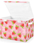 Storage Box Strawberry Fruits Closet Storage Bins with Lids Foldable Oxford Fabric Storage Box for Home Bedroom Closet Office (16.5x12.6x11.8 in)