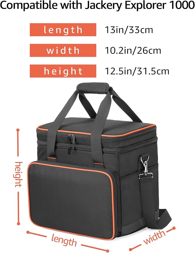 Trunab Double-Layer Carrying Case Compatible with Jackery Portable Power Station Explorer 1000 Battery Case with Waterproof Bottom and Upper Compartment for Charging Accessories