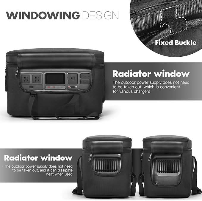 Portable Power Station Carrying Case Bag Compatible with DJI 1000 Power Station Generator Protective Shoulder Bag Storage Cover with Pocket for Outdoor Travel Camping Charging Accessories