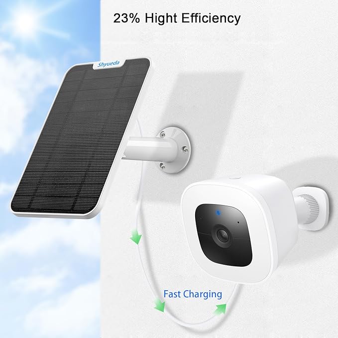 Solar Panel Compatible with Eufycam 3/3C/2C/2C Pro/2/2 Pro/E20/E40/E/S40/S220/L40/L20 with 13.1ft Waterproof Charging Cable IP65 WeatherproofIncludes Micro USB to Type-c Adapter