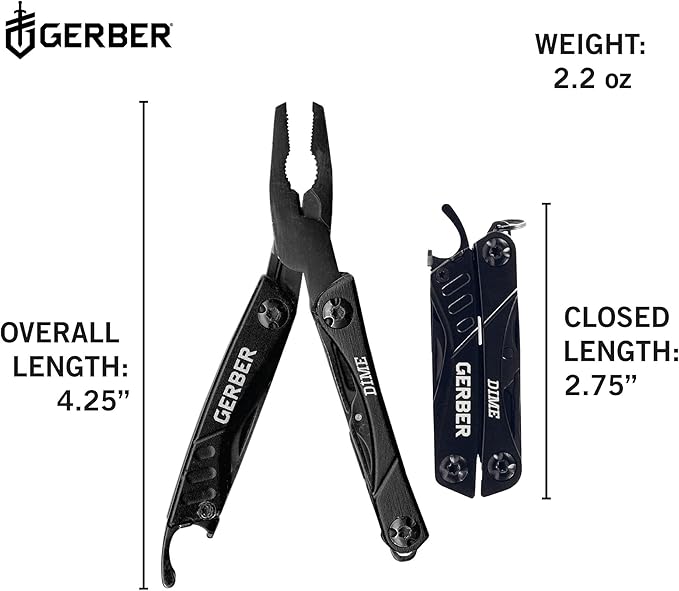 Gerber Gear Dime 12-in-1 Mini EDC Multitool - Needle Nose Pliers Pocket Knife Keychain Bottle Opener - EDC Gear and Equipment - Green