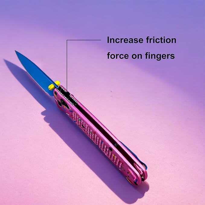 Pink Donut Pocket Knife 3 Blade Pink Pocket Knife with Clip Aluminum Handle for Women Men for EDC Camping