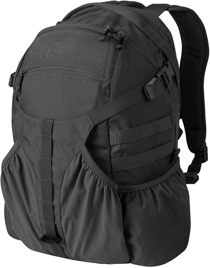 Helikon-Tex RAIDER 20 L Tactical Backpack Black – Cordura MOLLE Daypack with Hydration Sleeve &amp Rain Cover