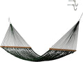 Hatteras Hammocks Large Green DuraCord Rope Hammock – 13 ft. x 55 in. 2-Person 450 lb Capacity Cumaru Spreader Bar Zinc-Plated Hardware – Handcrafted in The USA