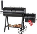 GREEN PARTY Offset Smoker Charcoal Grills with 37 Inch Cook Chamber Barrel Smoker and Charcoal Grill Combo 941 Sq. In. Space Barrel Smoker Grill for Outdoor BBQ Patio Backyard Cooking