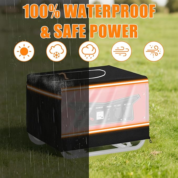 Generator Covers While Running 30x24x24inch Heavy Duty 600D Generator Cover Compatible with Most 5000-15000 Watt Generators Transparent Window Top Can be Refuel