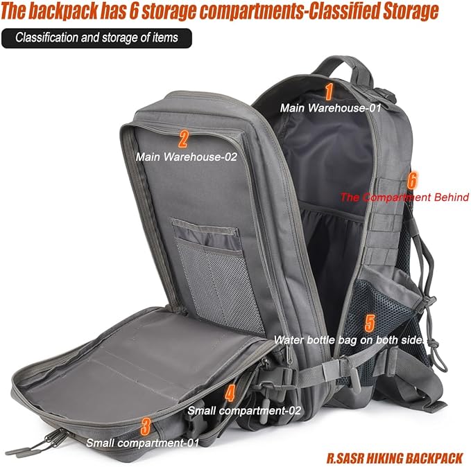 45L Tactical Backpack for Men Women Military Assault Pack with MOLLE Large 3 Day Bug Out Bag for Hiking Camping