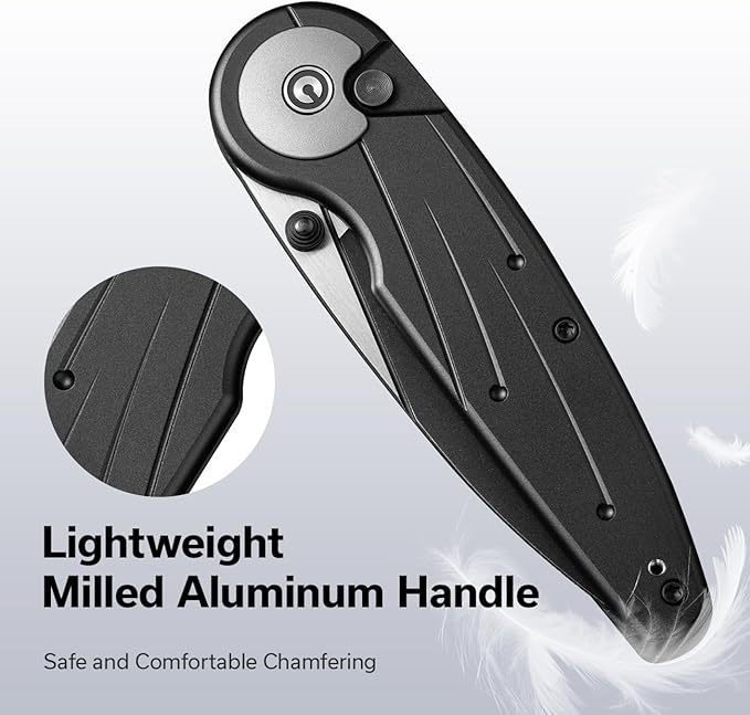 CIVIVI Starflare Pocket Knife for Men Women Button Lock Folding Knife with 3.3 Nitro-V Blade Milled Aluminum Handle Cool Knife for Everyday Carry C23052-1
