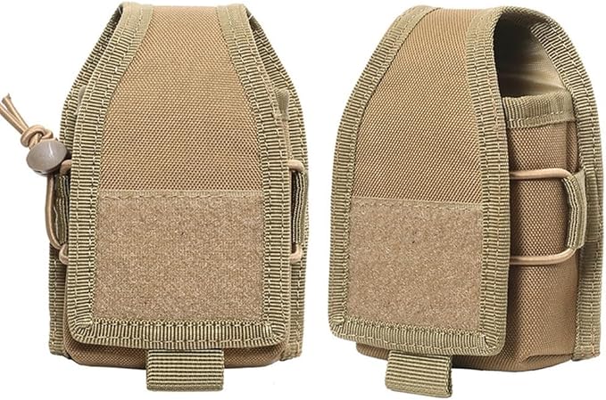 Versatile Pouch Case Holder for GPS Phone Universal Radio Pouch Adjustable Molle Magazine Bag with Elastic Cord Small Nylon Belt Pack for Walkie Talkies Radio