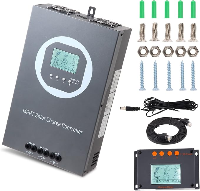 100A MPPT Solar Charge Controller 12V/24V/36V/48V Auto PV 150V Max Input 100A Solar Panel Regulator 5000W Max Input Power AGM/Gel/Flooded/Lithium Battery Compatible