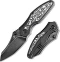 KANSEPT Baba Yaga Pocket Folding Knives for Men Women Camping Hiking Pocket Knife 3.06'' Blackwash CPM 20CV Blade with Titanium Black White Nebula Carbon Fiber Inlay Handle Everyday Carry K1074A3