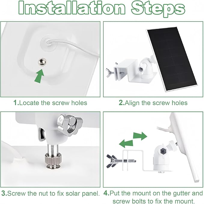 4 Pack Gutter Mount Compatible for Ring Solar Panel Universal Solar Panel Ring Gutter Mount for Arlos Arlo pro Arlo pro2 Reolink Cams and Other Solar Panel
