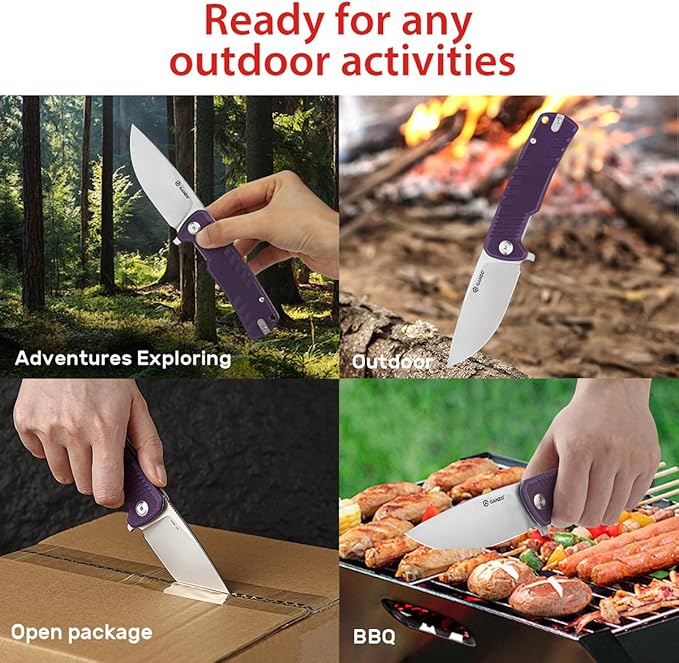 Firebird Ganzo G769-BK EDC Folding Pocket Knife Razor Sharp D2 Stainless Steel Blade G10 Handle with Clip Outdoor Hunting Fishing Hiking Folder Best Gift for Men (Black)