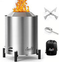 BALI OUTDOORS 6.5 inch Tabletop Fire Pit Round Stainless Steel Table Top Firepit Small Outdoor Smokeless Firepit Portable Silvery