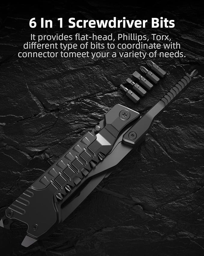 Multitool Knife 17 in 1Fire Starting Sticks Bottle Opener Saw Screwdrivers Bottle Opener Whistle Window Breaker and More -Perfect for Camping Outdoor Survival and Everyday UseGifts for Men Dad