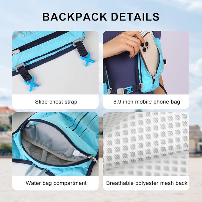 INOXTO Running Hydration Vest BackpackLightweight Insulated Pack with 1.5L Water Bladder Bag Daypack for Hiking Trail Running Cycling Race Marathon for Women Men