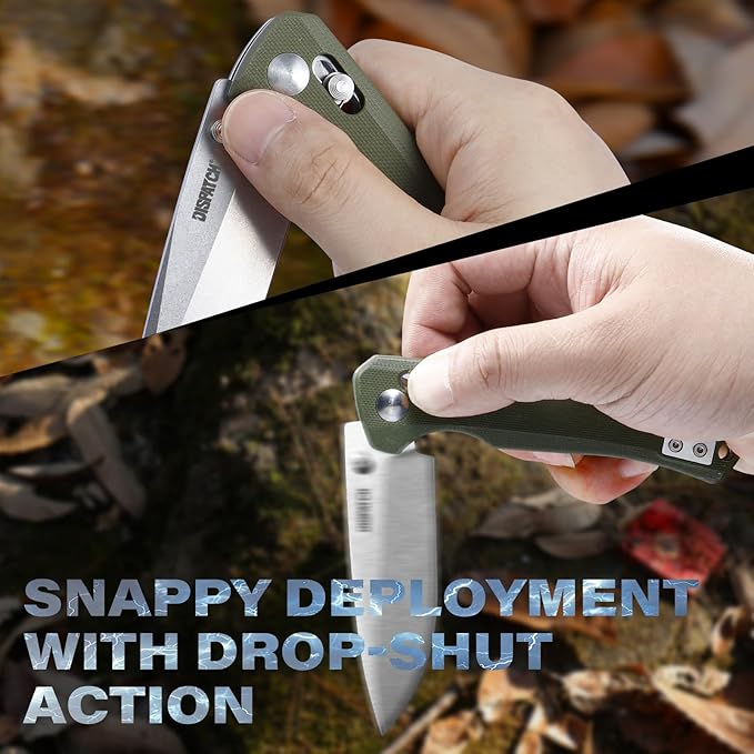 Dispatch Axis Lock Folding Pocket Knife with Clip 3.46 D2 Steel Drop Point Blade and G10 Handle Crossbar Lock EDC Pocket Knife for Men Women Hiking Camping Hunting Survival Knives