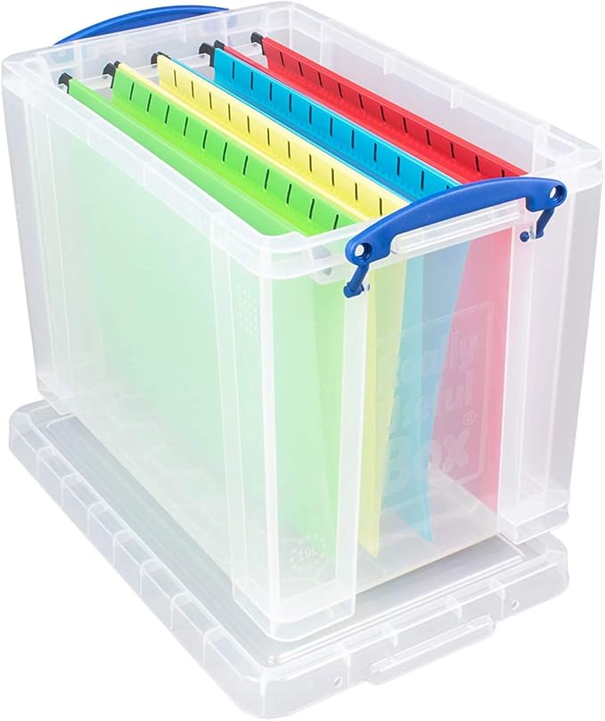 Really Useful Box 19 Liter Plastic Stackable Storage Container w/Snap Lid &amp Built-in Clip Lock Handles for Home &amp Office Organization Clear (5 Pack)