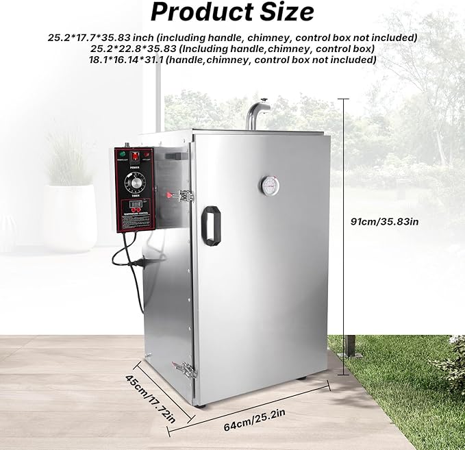 HAKKA Commercial Vertical Electric Smoke Oven for BBQ Grill Smoker 4 Rack 1000W Outdoor Indoor Home Cooking Pastrami Sausage Bacon Smoked Chicken Smoked Pork (DSH-S20B)