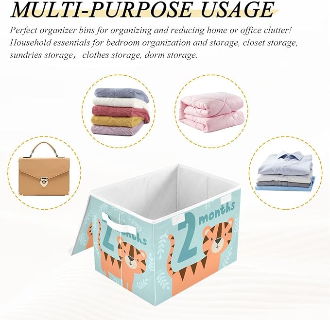 2_months Storage Bins with Lid Foldable Shoe Storage Bins with Lids for Storage for Home Studyroom Office Basket