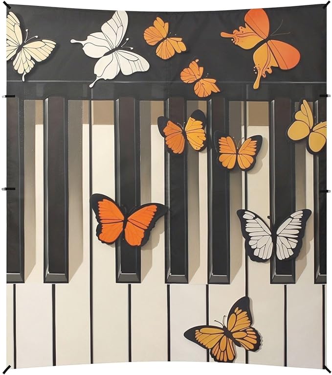 ALAZA Piano Keys Butterflies Painting Beach Tent Sun Shelter Portable Canopy Sunshade for Outdoor Camping Picnics Backyard Fun 10x9 ft