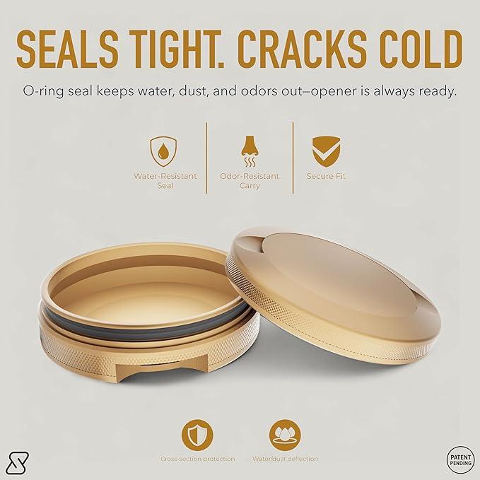 The Breacher | Metal Container for Zyn with Bottle Opener Premium Aluminum Can &amp Rugged Pouch Holder | Extra Capacity Knurled Grip &amp Used Pouch Storage | EDC (Sandstone)