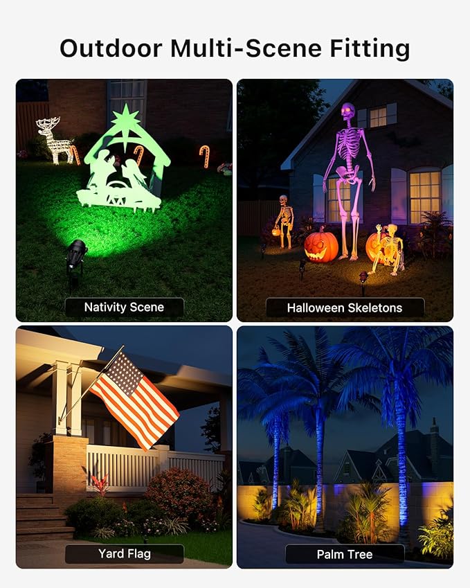 6 Pack Color Change Spotlights for Decor Lighting 120V Remote Waterproof Plug-in Multicolor Landscape Spot Light Uplight for Yard Decoration Tree Bush Status Indoor Plant Picture &amp Painting